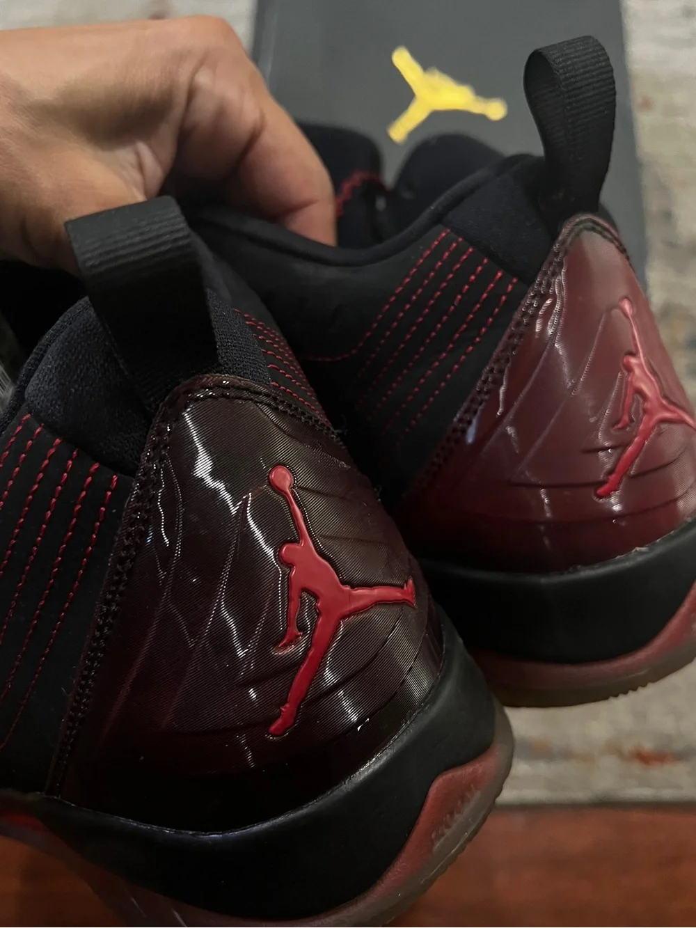Jordan Horizon High-Top Sneakers in Black and Red.